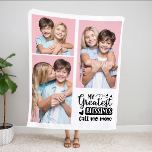 My Greatest Blessings Call Me Mom 3 Photo Fleece Blanket