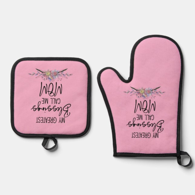 My Greatest Blessings Call Me Mum Oven Mitt & Pot Holder Set (Front)