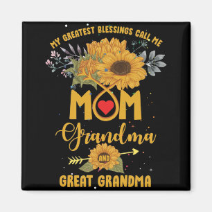 My Greatest Blessings Call Mum Grandma Sunflower Magnet