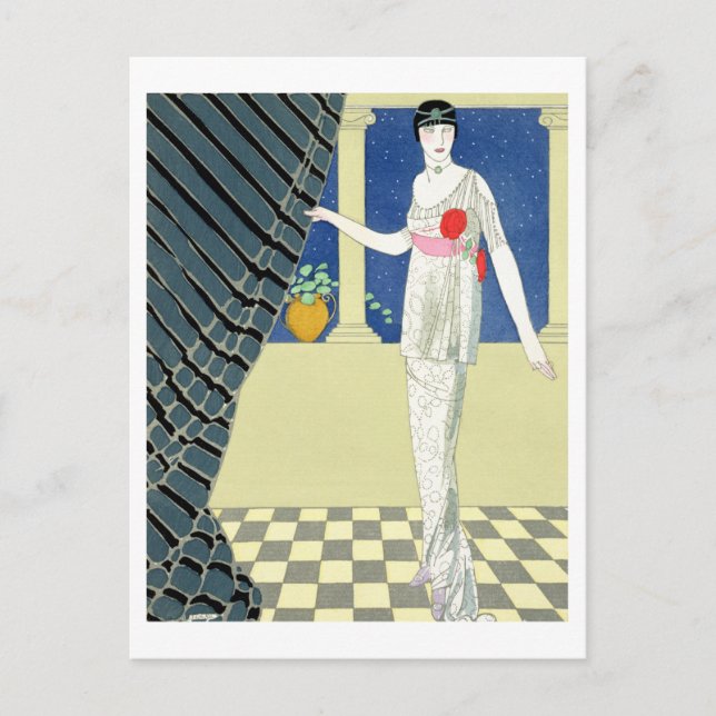 My Guests have not Arrived, illustration of a woma Postcard (Front)