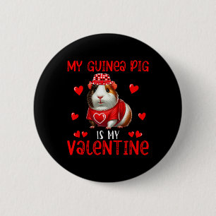 My Guinea Pig Is My Valentine Hearts Matching Rode 6 Cm Round Badge