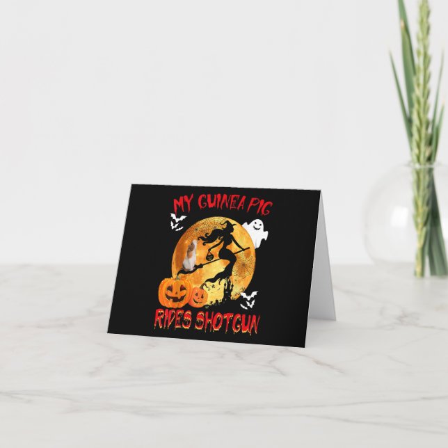 My Guinea Pig Rides Halloween Guinea Pig Card (Front)