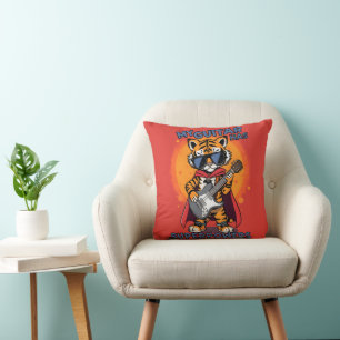 My Guitar Has Superpowers Tiger Superhero Rock Sta Cushion