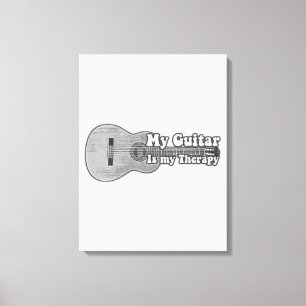 My guitar is my therapy. back and white guitar canvas print