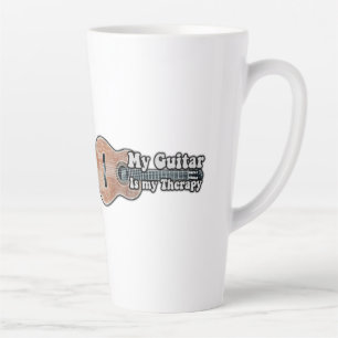 My guitar is my therapy. vintage brown guitar latte mug