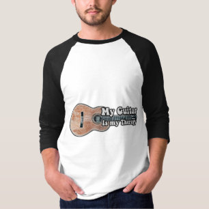 My guitar is my therapy. vintage brown guitar T-Shirt