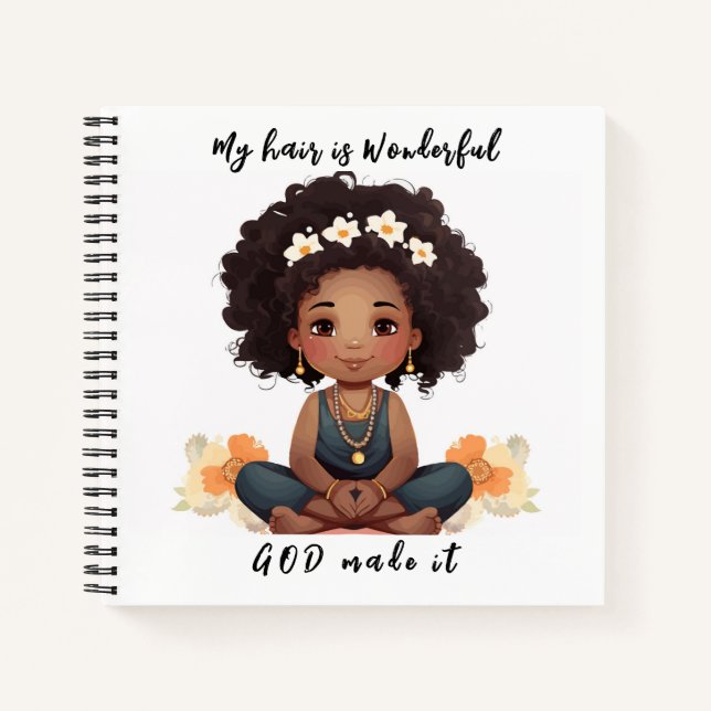 My hair is Wonderful  8.5" x 8.5" Spiral Notebook (Front)
