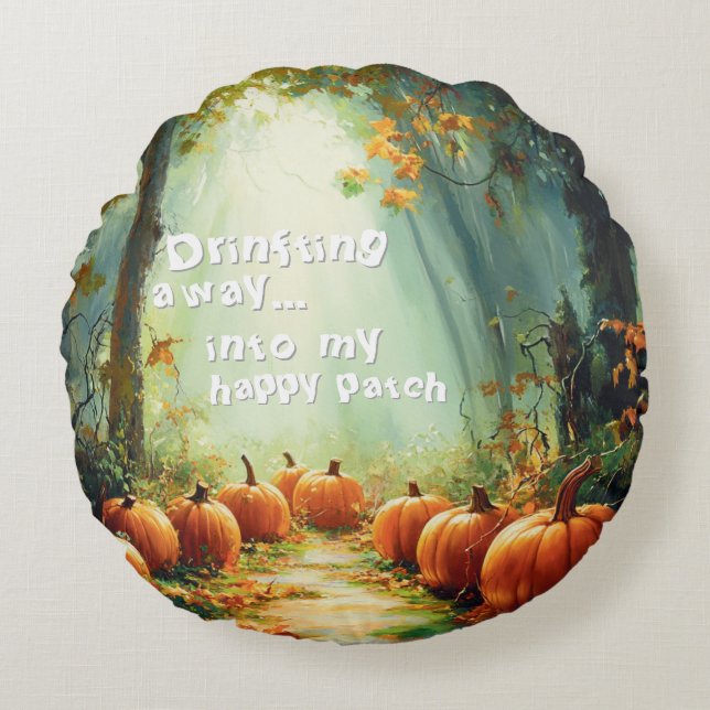 My Happy Patch Pretty Pumpkin Large Round Cushion (Front)