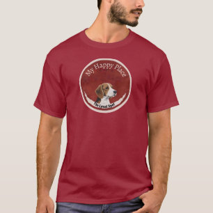 My Happy Place Beagle Dog Vintage Circle Design T-Shirt