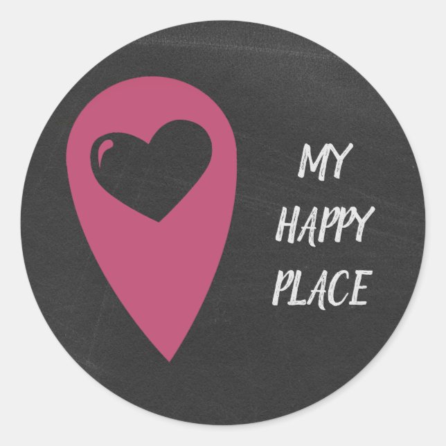 My happy place classic round sticker (Front)