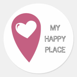My happy place classic round sticker