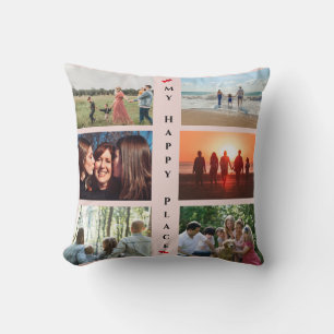 My Happy Place Customisable Family Photo 6 Picture Cushion
