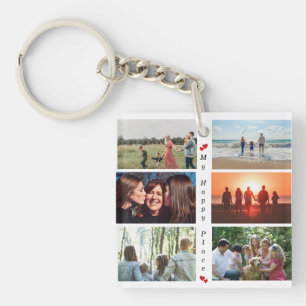 My Happy Place Customisable Family Photo 6 Picture Key Ring