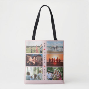 My Happy Place Customisable Family Photo 6 Picture Tote Bag