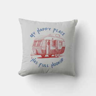 My Happy Place Has Full Hook-up Pillow