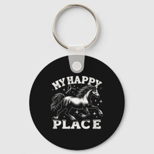 My Happy Place Horse Lover Gifts Horseback Riding Key Ring