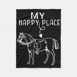 My Happy Place Horse Lover Horseback Riding Equest Fleece Blanket
