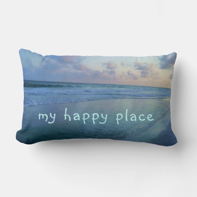 My Happy Place is at Eric's Beach Lumbar Cushion (Front)