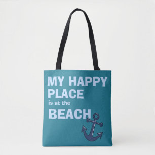 My Happy Place is at the BEACH-Beach Bag-Tote Tote Bag