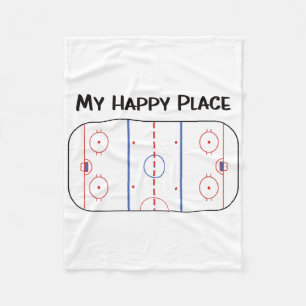 My Happy Place Is At The Hockey Rink Short Sleeve Fleece Blanket