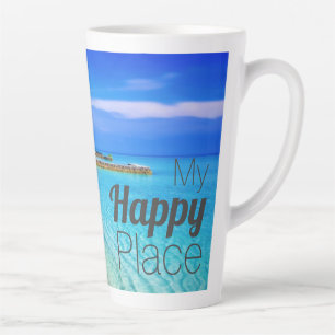 My Happy Place   Tropical Beach Photo Latte Mug