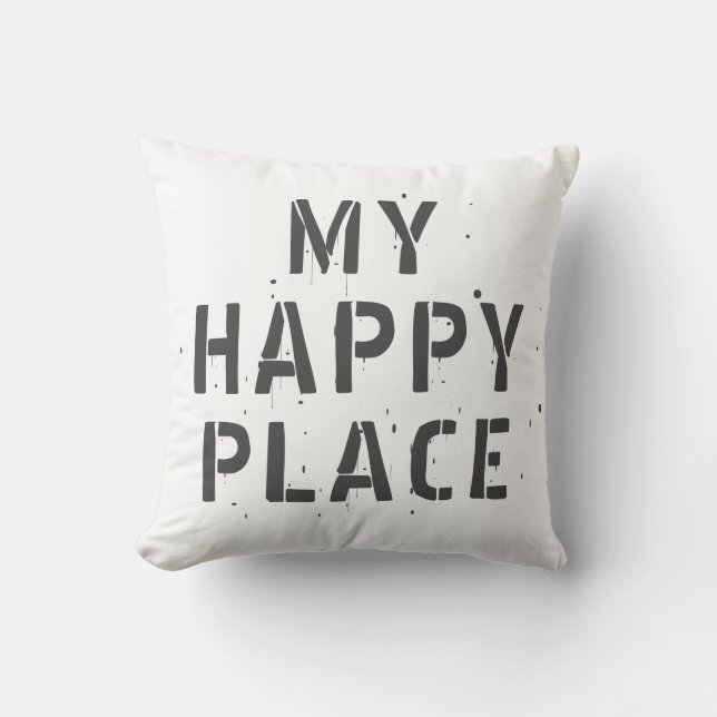 My Happy Place Typography Cushion (Front)