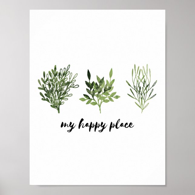 My Happy Place Watercolor Botanical Print (Front)