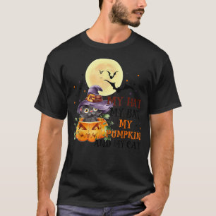 My Hat My Bat My Pumpkin and My Cat Halloween Cat T-Shirt