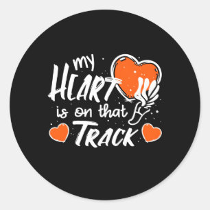 My He Is On T Track Track And Field Mum Classic Round Sticker