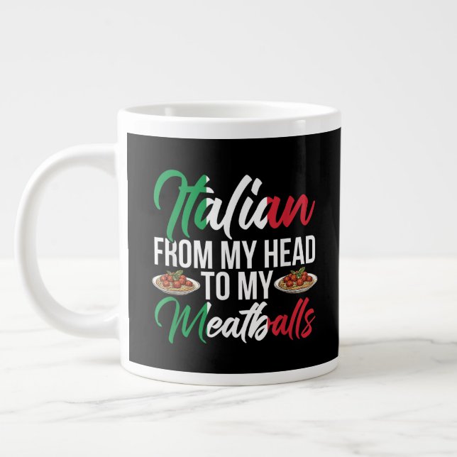 My Head To My Meatballs Large Coffee Mug (Left)