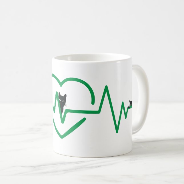 My Heart Beats Black Cats Coffee Mug (Front Right)