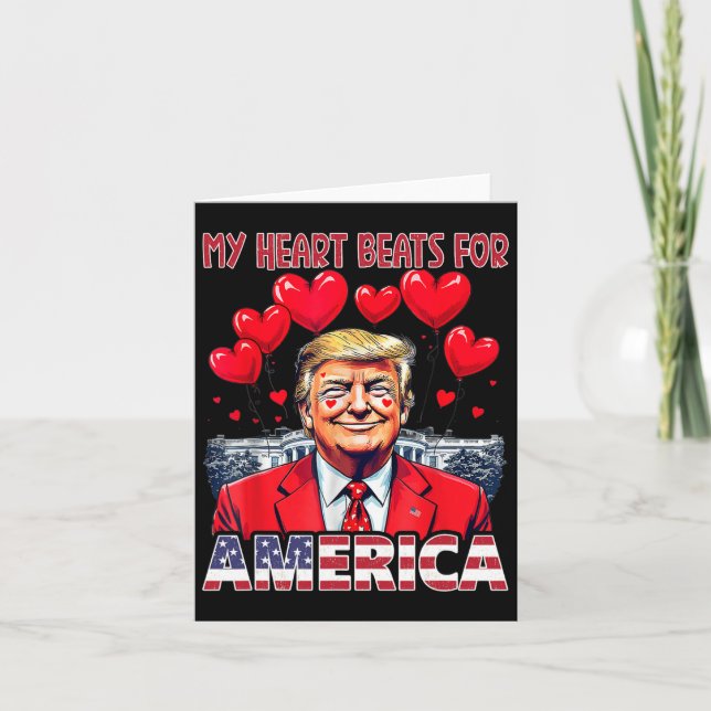 My Heart Beats For America Trump Valentine's Day U Card (Front)