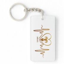 My Heart Beats for Aries Zodiac Sign Keychain 