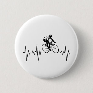 My Heart Beats For Cycling. 6 Cm Round Badge
