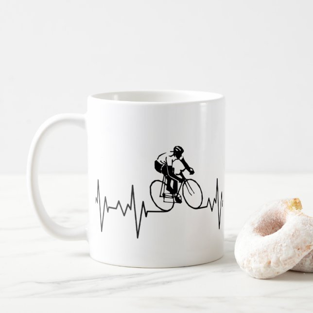 My Heart Beats For Cycling. Coffee Mug (With Donut)