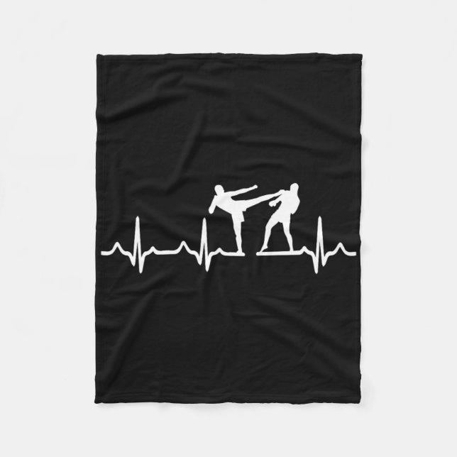 My Heart Beats For Kickboxing - Boxing  Fleece Blanket (Front)