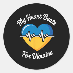 My Heart Beats For Ukraine Heart Ukrainian Flag He Classic Round Sticker