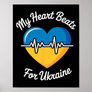 My Heart Beats For Ukraine Heart Ukrainian Flag He Poster