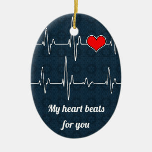 My heart beats for you and ECG Ceramic Tree Decoration