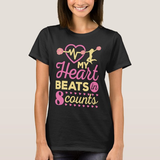 My Heart Beats in 8 Counts Cheerleader Cheerleadin T-Shirt (Front)