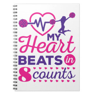My Heart Beats in 8 Counts Cheerleading Cheer Notebook