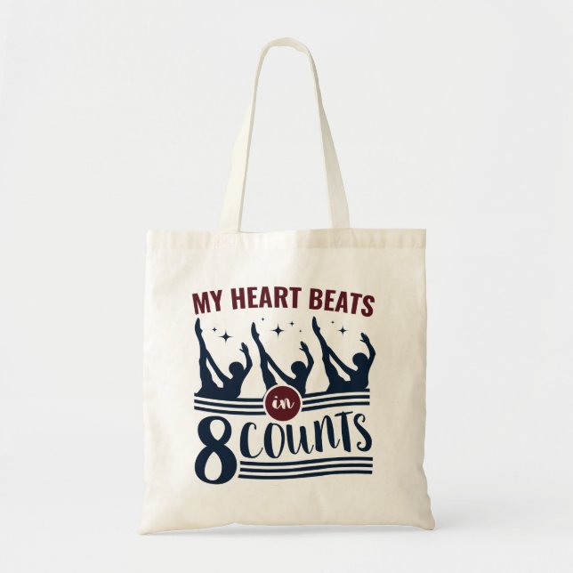My Heart Beats In 8 Counts Synchronized Swimming Tote Bag (Front)