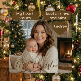 My Heart Beats in Two | Baby's First Christmas Mum Ceramic Ornament