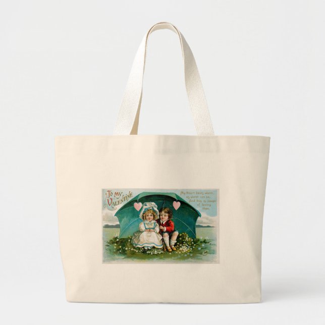 My Heart Beats Warm... Large Tote Bag (Front)