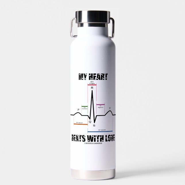 My Heart Beats With Love Electrocardiogram ECG Water Bottle (Front)