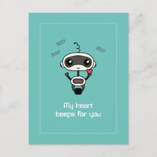 "My Heart Beeps for You" Cute Postcard