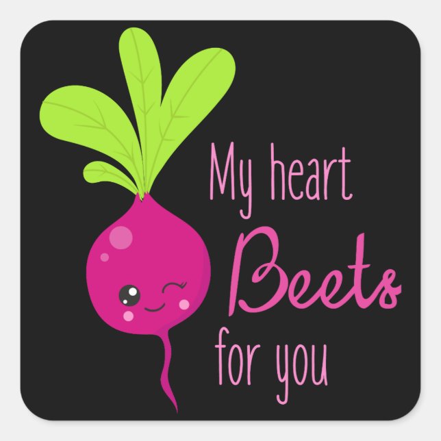 My Heart beets for you love word art sticker (Front)