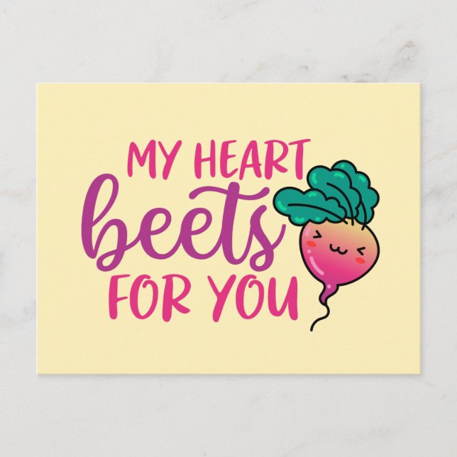 My Heart Beets For You Pun Funny Valentine's Day Postcard (Front)