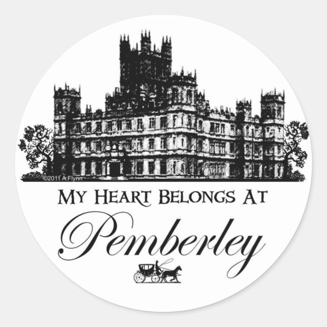 My Heart Belongs At Pemberley Classic Round Sticker (Front)