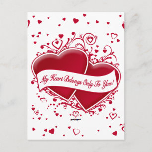 My Heart Belongs Only To You! Red Hearts Postcard